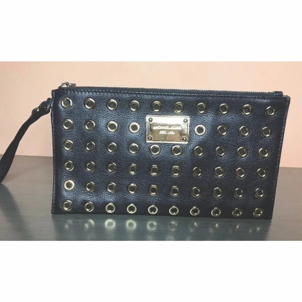 MK Michael Kors black clutch with gold